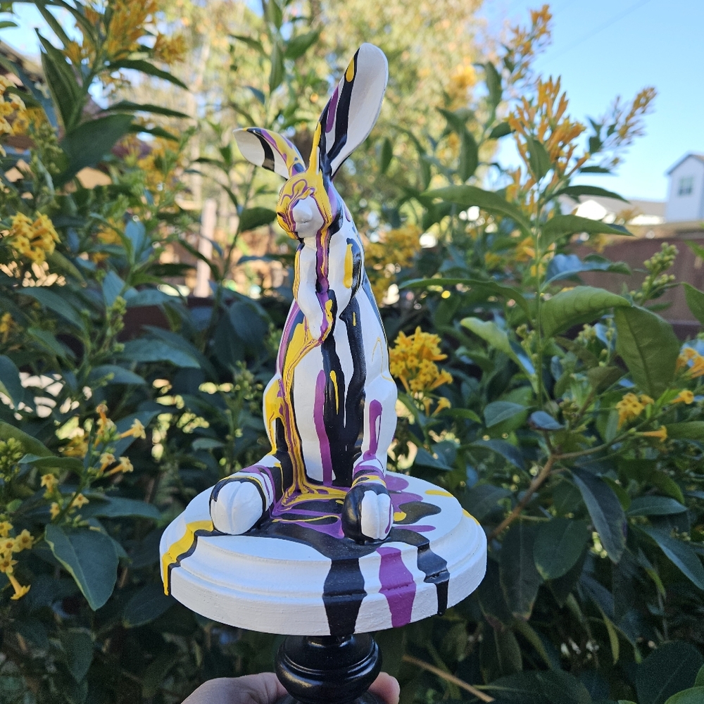 Colorful Abstract Rabbit Figurine - Picture 3 of 10